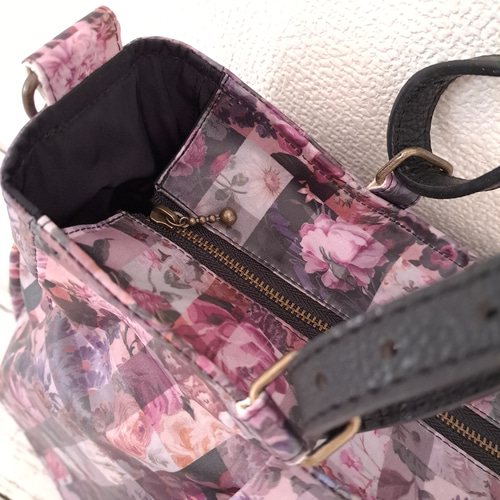ハンドメイド リバティ アーカイブギンガム パープル 通勤バッグ A4