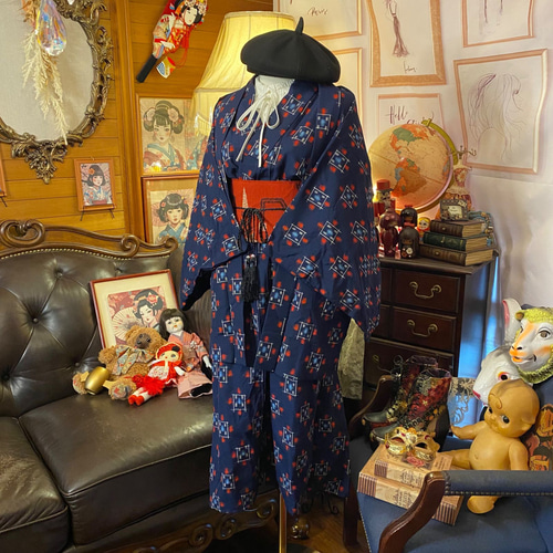 リメイク着物ワンピース セミロング アンサンブル 名古屋帯