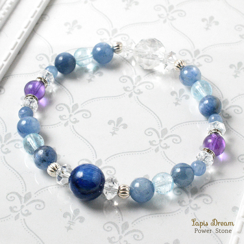 迷いを断ち 心を整える導きのお守り | カイヤナイト、アメジストの天然石パワー.ストーン ブレスレット