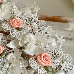 ୨୧バラモチーフ リボン パールのお花レース 再入荷＊ 45cm