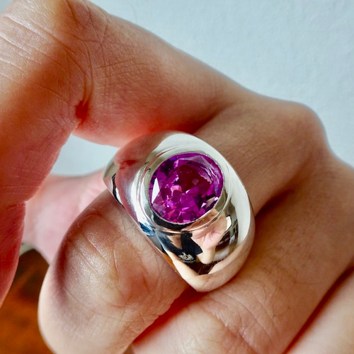 仁尾彫金『専用制作です』ハンドメイド314b 仁尾彫金『オーバルカットジルコニア覆輪リング』ハンドメイド