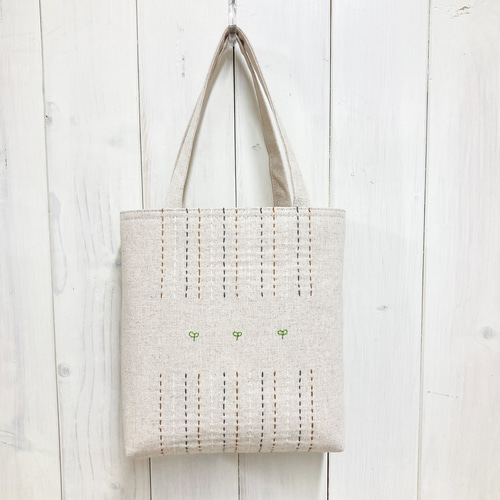 ワンマイルmini【チワワ いっぱい】 刺し子・綿麻・帆布 トート