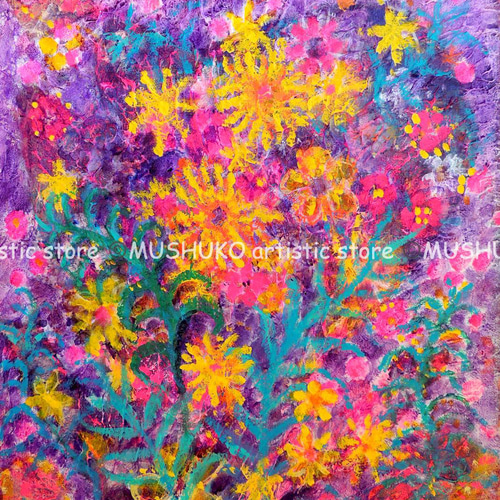 原画 絵画 青い街 オイルパステル ガッシュ 額付き 絵画 アトリエ 