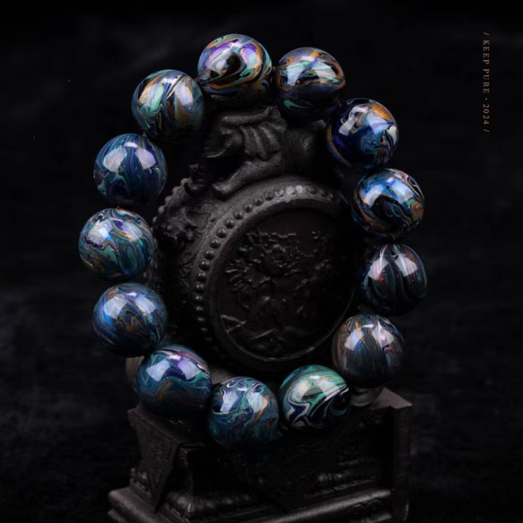 ハンドメイド ブレスレット バングル 漆器 漆塗り 魔法 リストバンド 古代の技術 黒檀 誕生日 周年記念日 彼氏 3枚目の画像