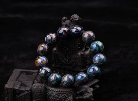 ハンドメイド ブレスレット バングル 漆器 漆塗り 魔法 リストバンド 古代の技術 黒檀 誕生日 周年記念日 彼氏 4枚目の画像