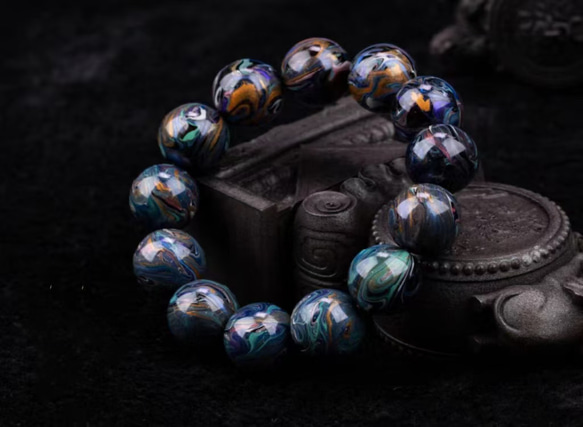 ハンドメイド ブレスレット バングル 漆器 漆塗り 魔法 リストバンド 古代の技術 黒檀 誕生日 周年記念日 彼氏 1枚目の画像