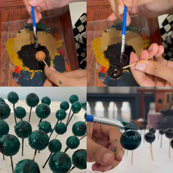 ハンドメイド ブレスレット バングル 漆器 漆塗り 月泉 リストバンド 古代の技術 黒檀 誕生日 周年記念日 彼氏 8枚目の画像