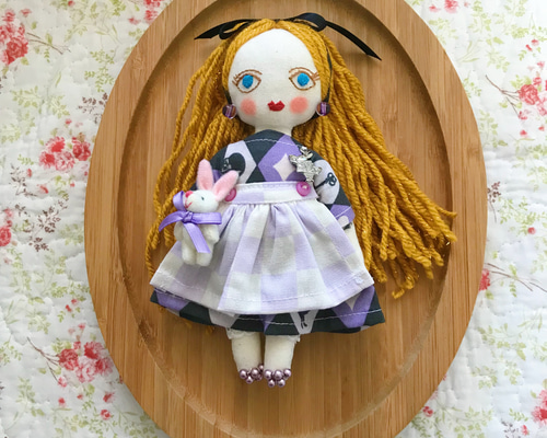 青い目の夢ちゃんミニドール ドールチャーム バックチャーム 布人形