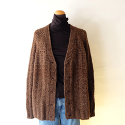 Vネックカーディガンーダークブラウン 8枚目の画像