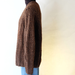 Vネックカーディガンーダークブラウン 3枚目の画像