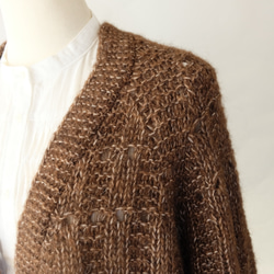 Vネックカーディガンーダークブラウン 5枚目の画像