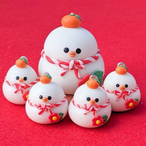 むちむち鏡餅じゃらし&鏡餅どり（キーホルダー・マグネットも選択可