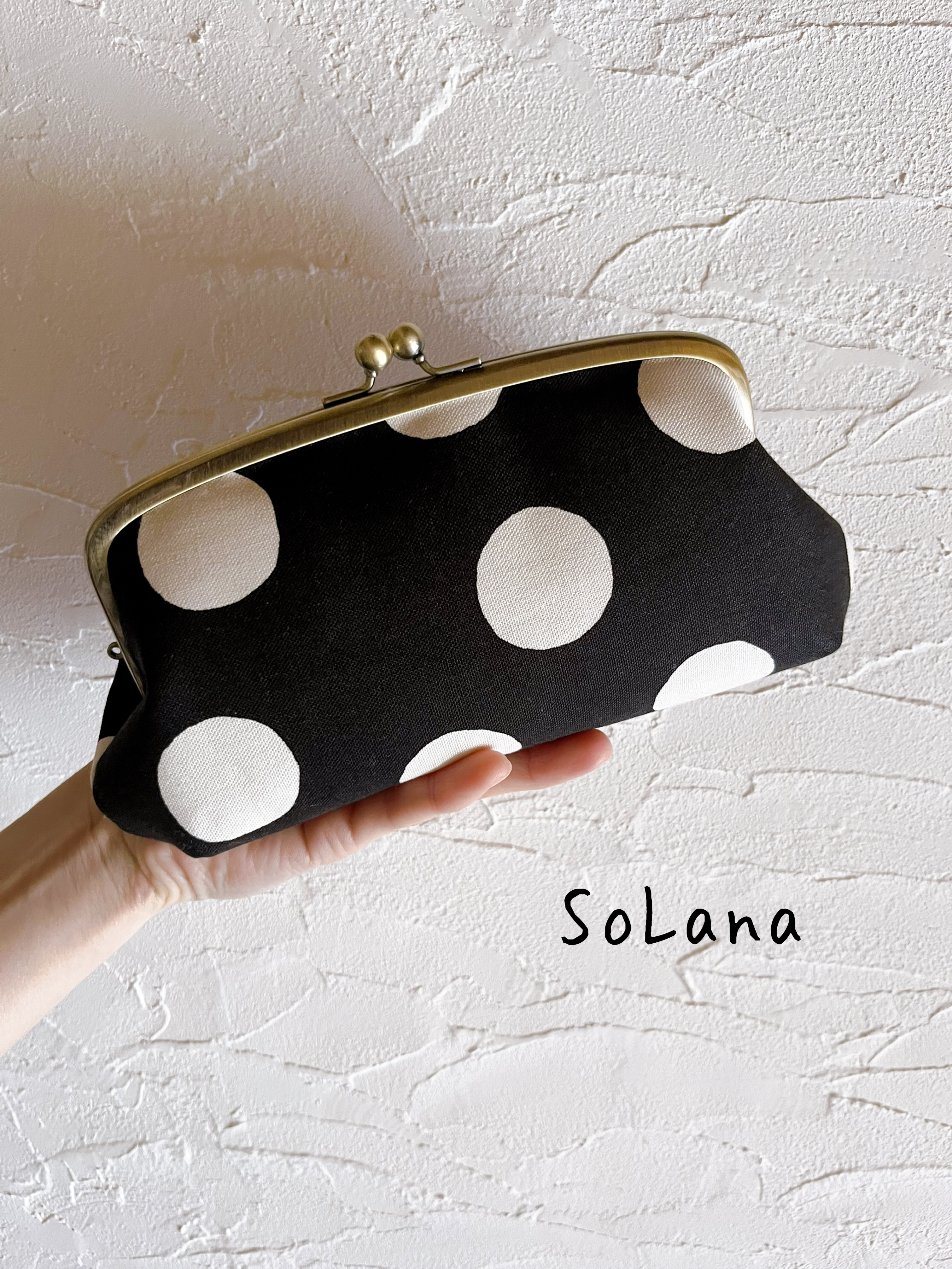 大きなドットブラック◇親子がま口長財布