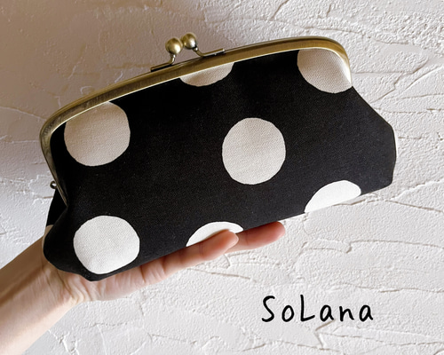 大きなドットブラック◇親子がま口長財布 長財布 SoLana 通販 18638596