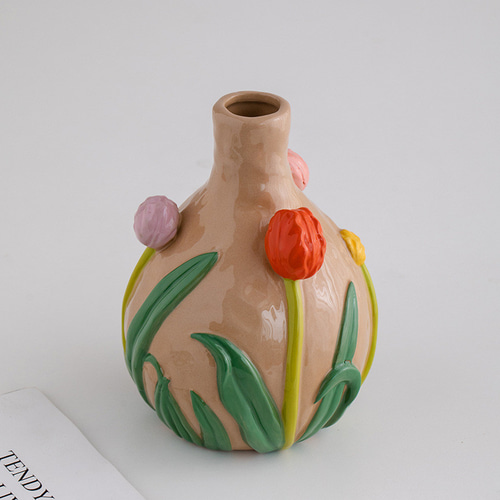 一輪生 李朝徳利型草文 一輪挿し・花瓶・花器 文吉陶房 通販