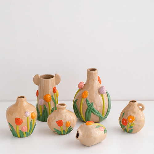 花器 陶器製 2点セット 希少品 ◇早割新春福袋2025◇2個セット 花の形をした陶器の花瓶 一輪挿し