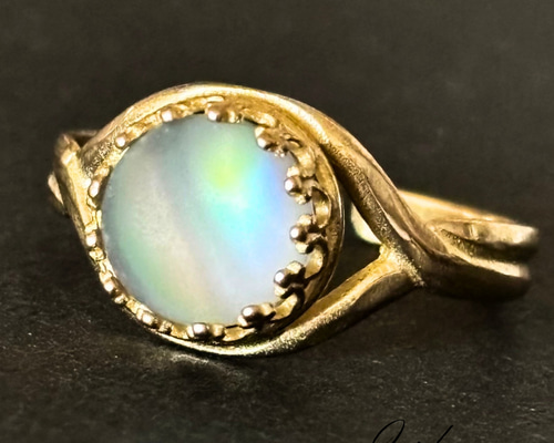 アバロンシェル×フロストクォーツのアンティークリング】指輪 天然石