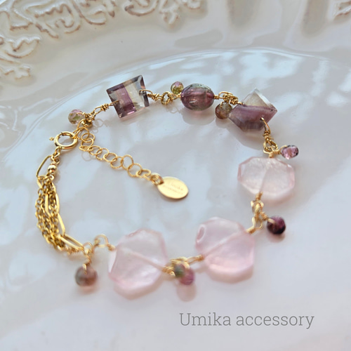 ウォーターメロントルマリンブレスレット✧14kgf ウォーターメロン