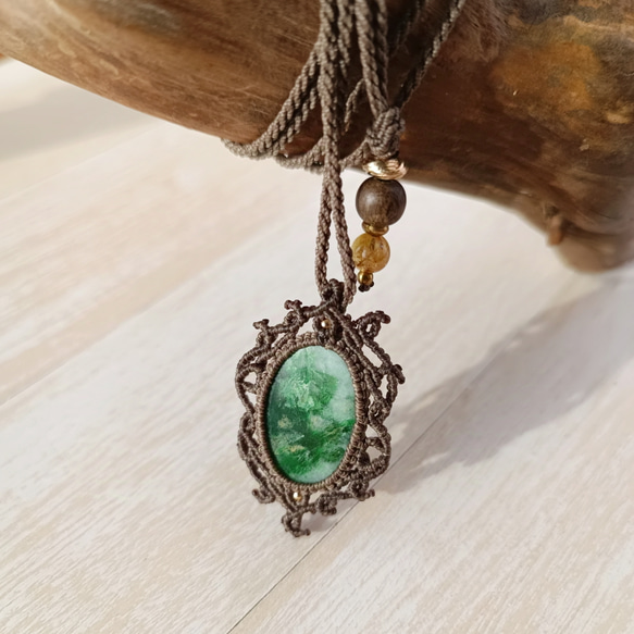 翡翠 チョーカー マクラメ ネックレス 糸魚川翡翠 タンブル マクラメ