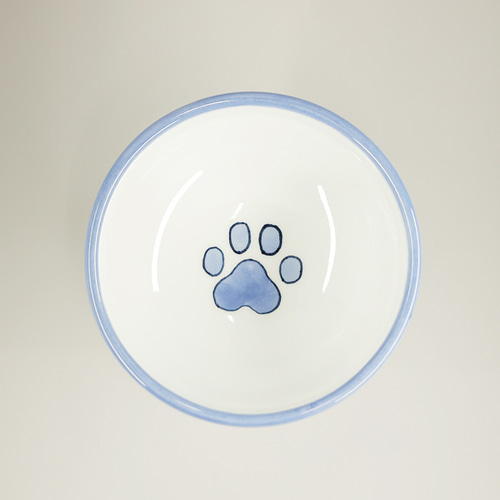 確認♡ペットフードボウル（持込みイラスト） 砥部焼 「ペット用フードボウル 大 水玉」 かわいい 猫用 陶器 犬用 餌