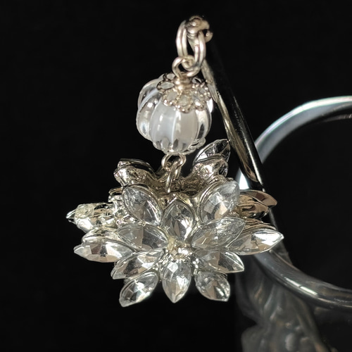 かんざし ラインストーンの雪の結晶カボション シルバー 透明 クリア