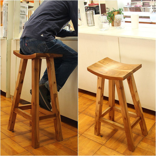木製カウンタースツール（高さ 約62cm）チーク色 在庫処分セール アウトレット】カウンタースツール カウンターチェア