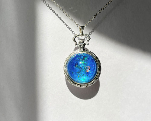 はくとん　　佐竹ガラスの星空ネックレス　レジンネックレス　ハンドメイド はくとん 佐竹ガラスの星空ネックレス レジンネックレス