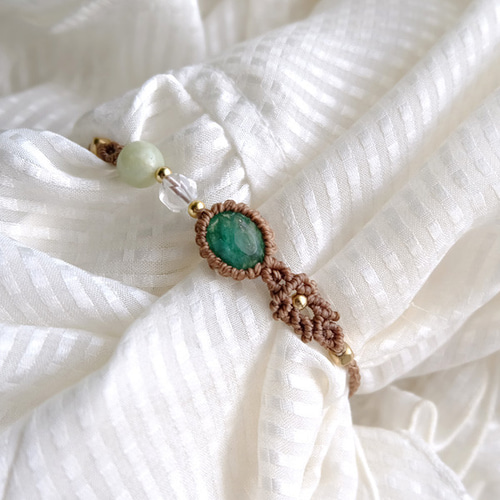 ミーメ　天然石 森林のような美しいグリーン☆天然石ブレスレット/モスアゲート