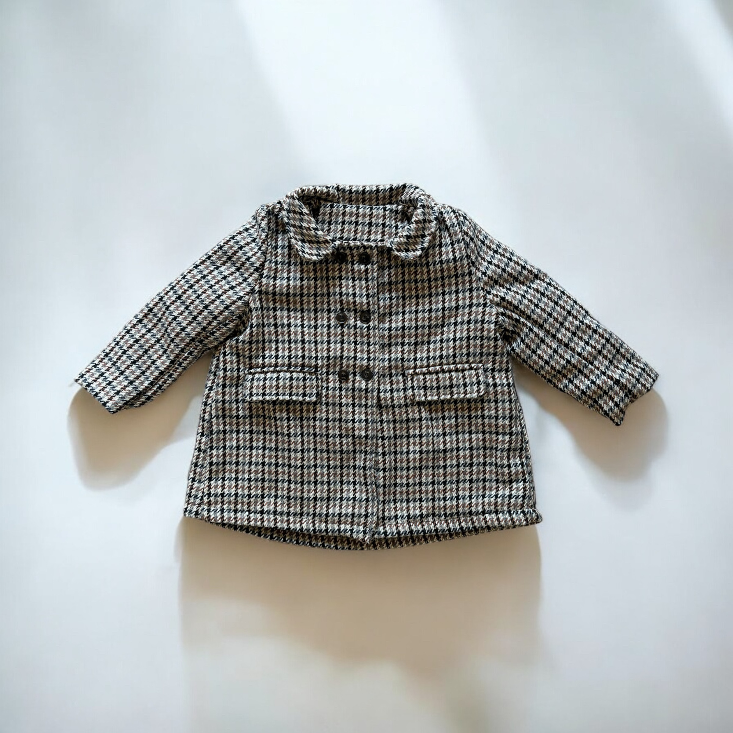 【120cmラスト1点】丸襟　千鳥柄　キッズアウター　秋冬　1女の子　男の子　キルティング