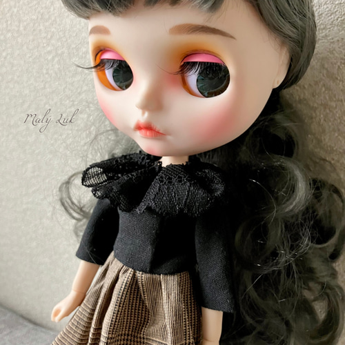ワンピース(黒×グレンチェック) 1/6サイズドールアウトフィット その他