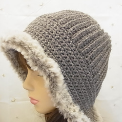 ニット帽 ニットキャップ 帽子　手編みグレー　 6枚目の画像
