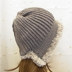 ニット帽 ニットキャップ 帽子　手編みグレー　 8枚目の画像