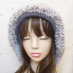 ニット帽 ニットキャップ 帽子　手編みグレー　 11枚目の画像