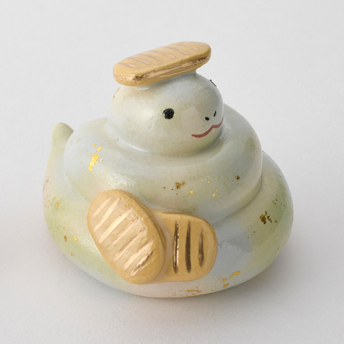 2025年干支 楽焼〚くるくる巳親子〛置物（※「親」のみの単品販売） 楽