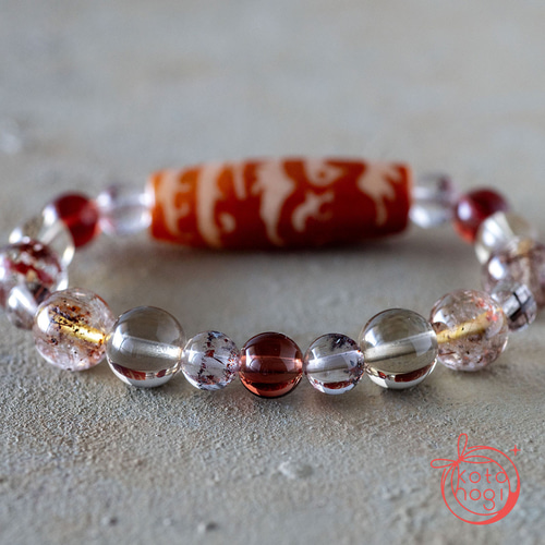 繭気属性】火属性のお守りブレスレット＊天然石 レッドルチルクォーツ