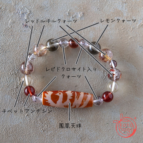 繭気属性】火属性のお守りブレスレット＊天然石 レッドルチルクォーツ