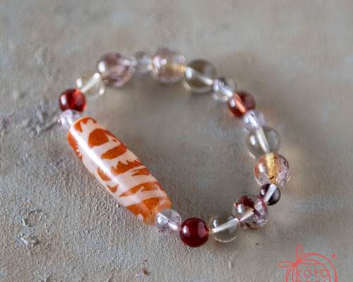 繭気属性】火属性のお守りブレスレット＊天然石 レッドルチルクォーツ