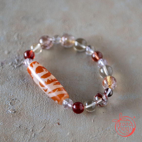 繭気属性】火属性のお守りブレスレット＊天然石 レッドルチルクォーツ