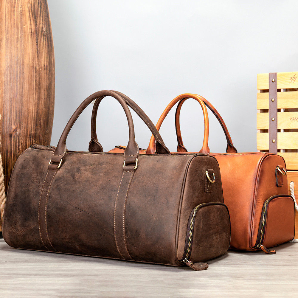 超大容量短距離旅行バッグ本革ボストンバッグ手作り牛革ヴィンテージビジネスデイリートラベルバッグ牛革ポータブルダッフルバッ