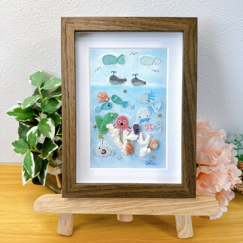 シーグラスアート no.37 海の仲間たち インテリア 海 その他アート