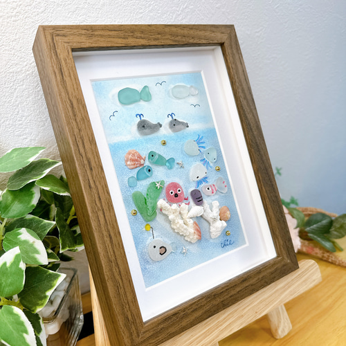 シーグラスアート no.37 海の仲間たち インテリア 海 その他アート