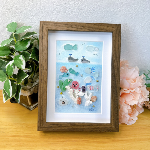 シーグラスアート no.37 海の仲間たち インテリア 海 その他アート