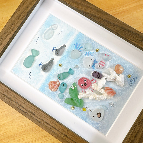 シーグラスアート no.37 海の仲間たち インテリア 海 その他アート