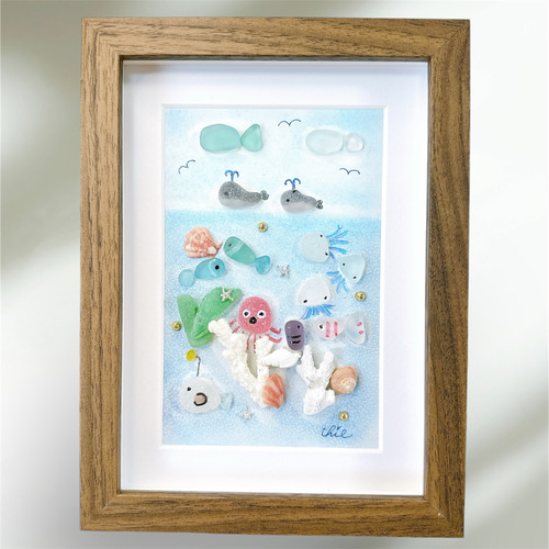 ♡aaページ♡シーグラスアート シーグラスアート no.37 海の仲間たち インテリア 海 その他