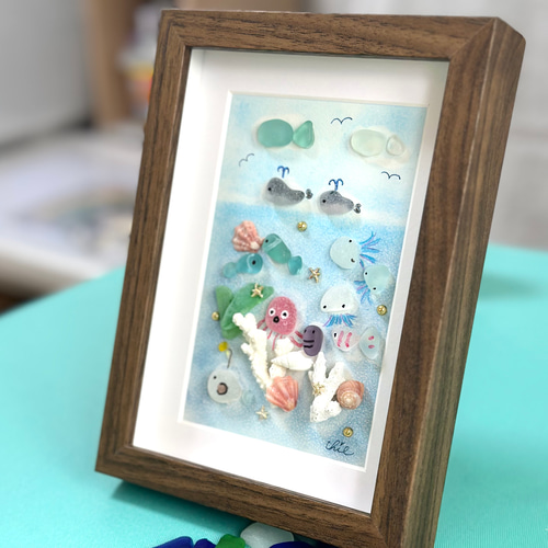 シーグラスアート no.37 海の仲間たち インテリア 海 その他アート