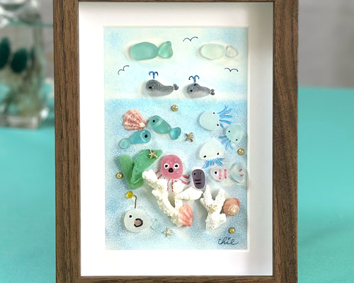 シーグラスアート no.37 海の仲間たち インテリア 海 その他アート