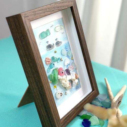 シーグラスアート no.37 海の仲間たち インテリア 海 その他アート