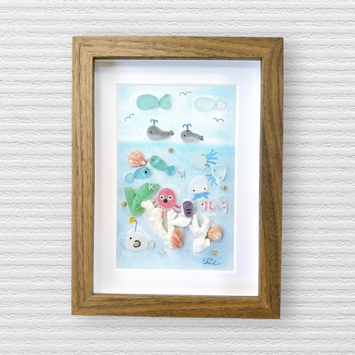 シーグラスアート no.37 海の仲間たち インテリア 海 その他アート