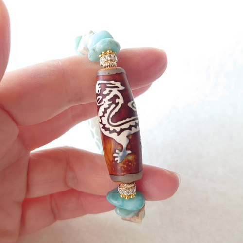 ドラゴンブラッドストーンキーホルダーキーリング素敵な逸品