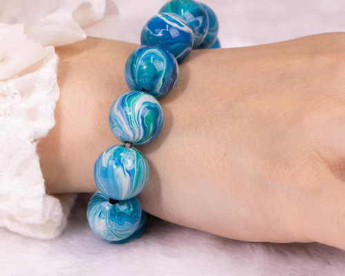 ハンドメイド ブレスレット バングル 漆器 漆塗り 海の心 リストバンド